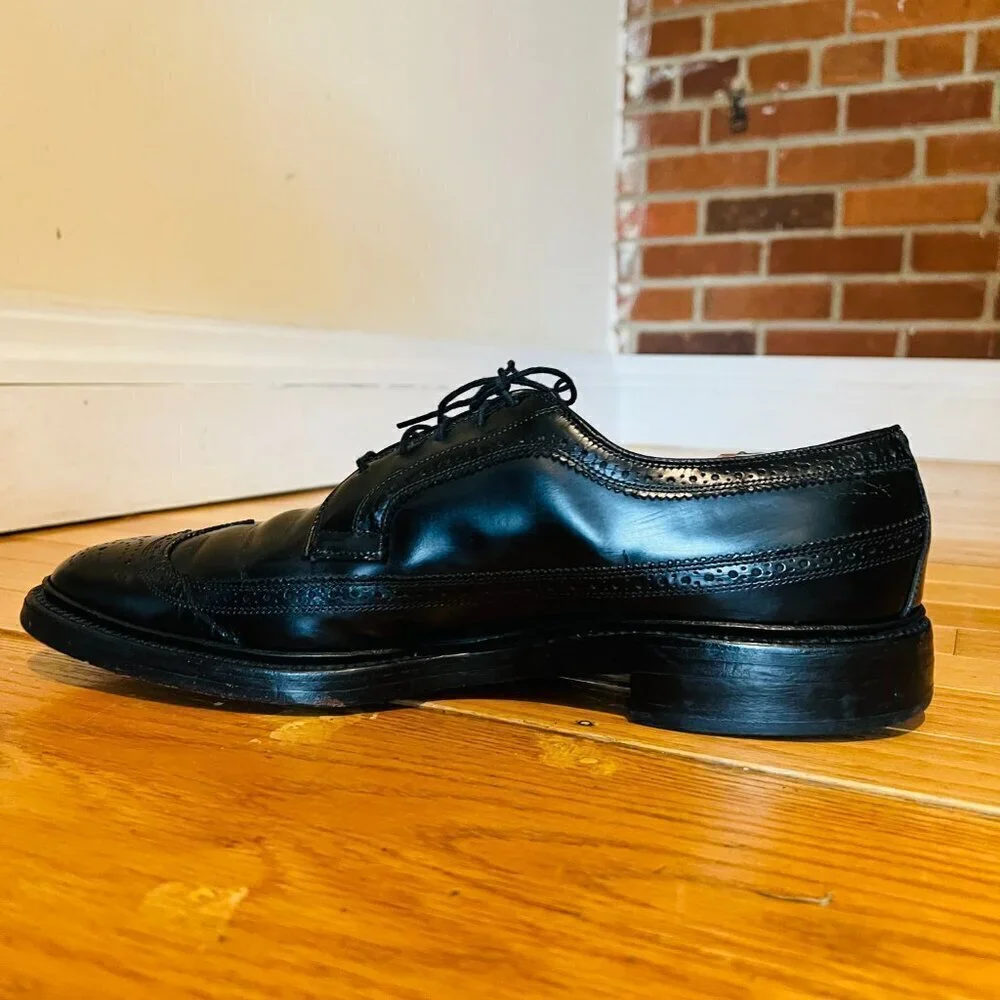 Allen Edmonds MacNeil US 12 B Longwings Oxford Wingtip Black Leather USA Made